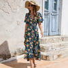 Women Wrap Style Summer Floral Dress With Ruffles - My Store