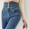 Skinny Pencil Jeans Four Buttons Vintage High Waist Women Slim Stretch - My Store