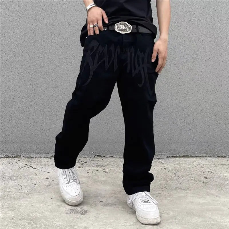 Streetwear Embroidery Baggy Jeans - My Store