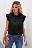 Summer Black Crew Neck Flounced Tank Top - My Store