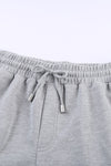 Summer Women Gray Tie Waist Side Pockets Cuffed Lounge Shorts - My Store