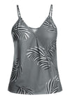 Summer Gray Tropical Plant Print Tank Top - My Store