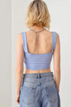 Solid Lace Up Sleeveless Round Neckline Front & Back Crop Top - My Store