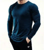 Men's Solid Color Long Sleeve Cotton T-Shirt: Spring Jogger Sports Muscle Exercise (3XL) - My Store