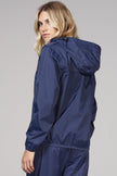 Navy women's quarter zip packable rain jacket and windbreaker - My Store