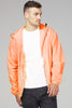 Women's orange fluo full zip packable rain jacket and windbreaker - My Store