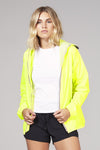 Yellow fluo full zip packable rain jacket and windbreaker - My Store