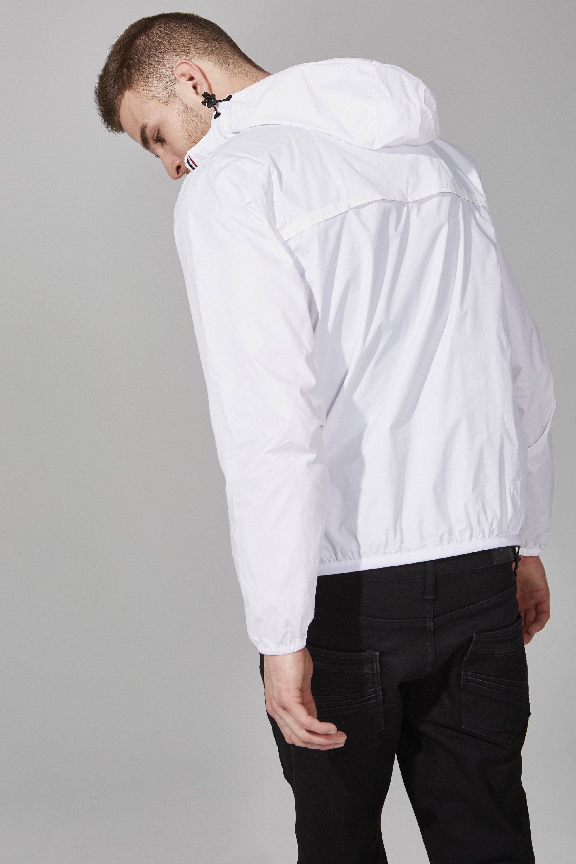 White quarter zip packable Rain jacket and windbreaker - My Store