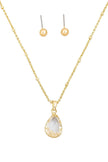 Crystal Teardrop Necklace & Small Ball Earring Set