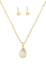 Crystal Teardrop Necklace & Small Ball Earring Set