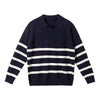 Men's Casual Knitted Striped Polo Shirt - My Store