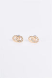 Gold & Rhinestone Incrusted Linked Hoop Stud Earrings - My Store