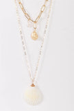 Gold Double Thick & Thin Chain Ivory Real & Gold Faux Shell Necklace - My Store