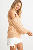 Cable Knit Mock Neck Cold Shoulder Long Sleeve Sweater - My Store