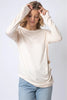 Ivory Side Bottom Button Detail Long Sleeve Top