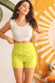 Lime High Waist Two Pocket Shorts - My Store