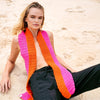 WAFFLE Crochet Scarf in Candy Pink & Tangerine Orange - My Store