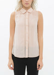 Women's Sleeveless 100% Silk Button Shirt - My Store