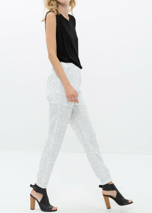 Women's High Waist Printed Pants In Ivory Silver - My Store