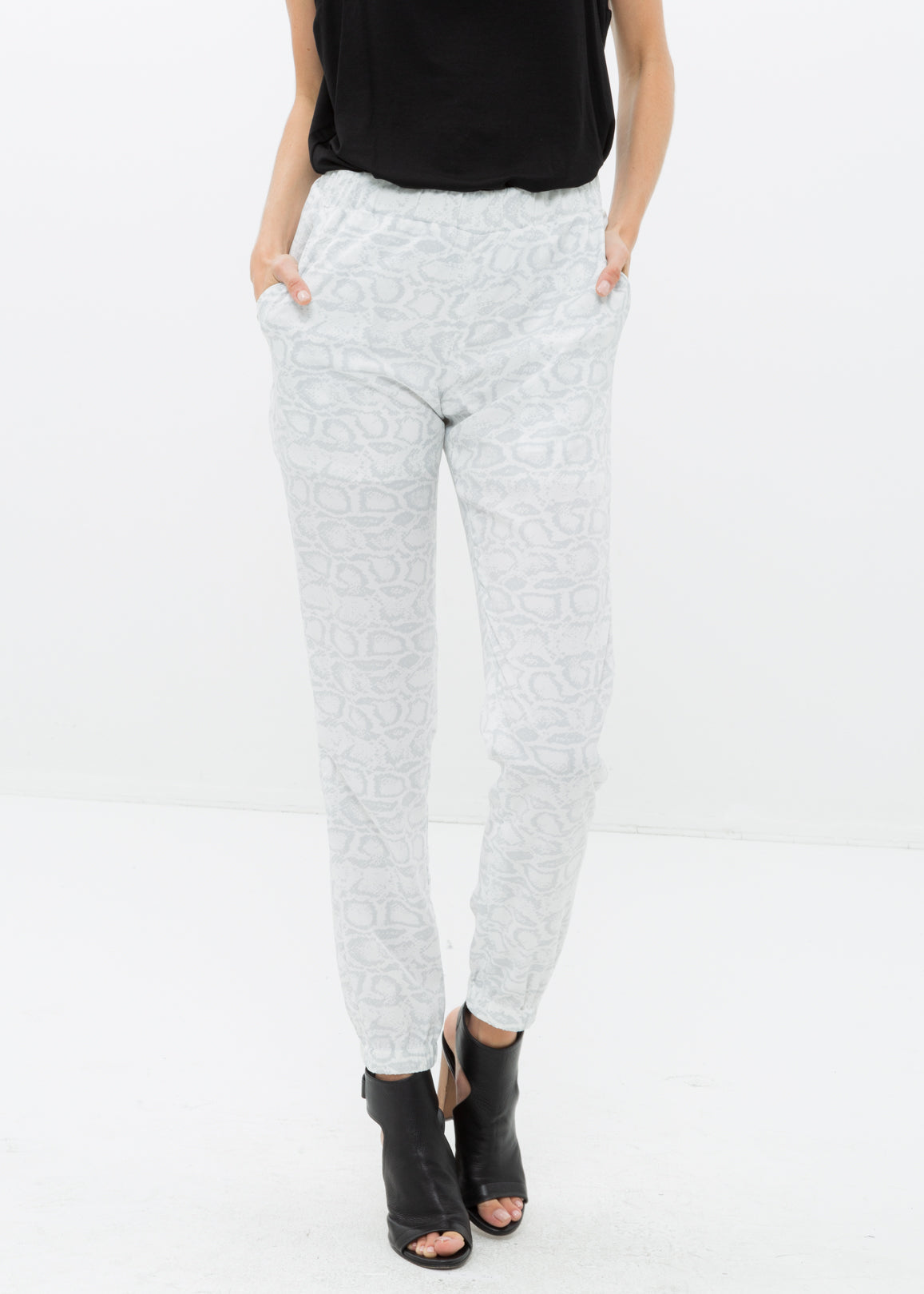 Women's High Waist Printed Pants In Ivory Silver - My Store