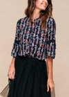 Women's Silk Tie-Neck Floral Ruffle Shirt - My Store