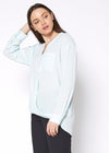 V-Neck Wrap Hem Blouse - My Store