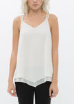 Embellished Chiffon Camisole Top In Cream - My Store