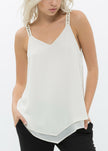 Embellished Chiffon Camisole Top In Cream - My Store