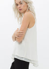 Embellished Chiffon Camisole Top In Cream - My Store