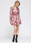 Women's Pajama floral Satin Wrap Front Flared Dress - My Store