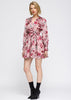 Women's Pajama floral Satin Wrap Front Flared Dress - My Store