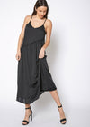 Women's Diagonal Patched Spaghetti Strap Maxi Dress In Black - My Store