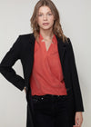 Women's Wool-blended Open Front Jacket In Black - My Store