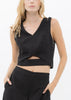 V-Neck Sleeveless Cropped Top In Black - My Store