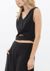 V-Neck Sleeveless Cropped Top In Black - My Store