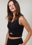 Women's V-neck Sleeveless Cropped Top In Black - My Store