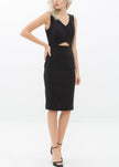 Women's Set Impression Keyhole Front Midi Dress In Black - My Store