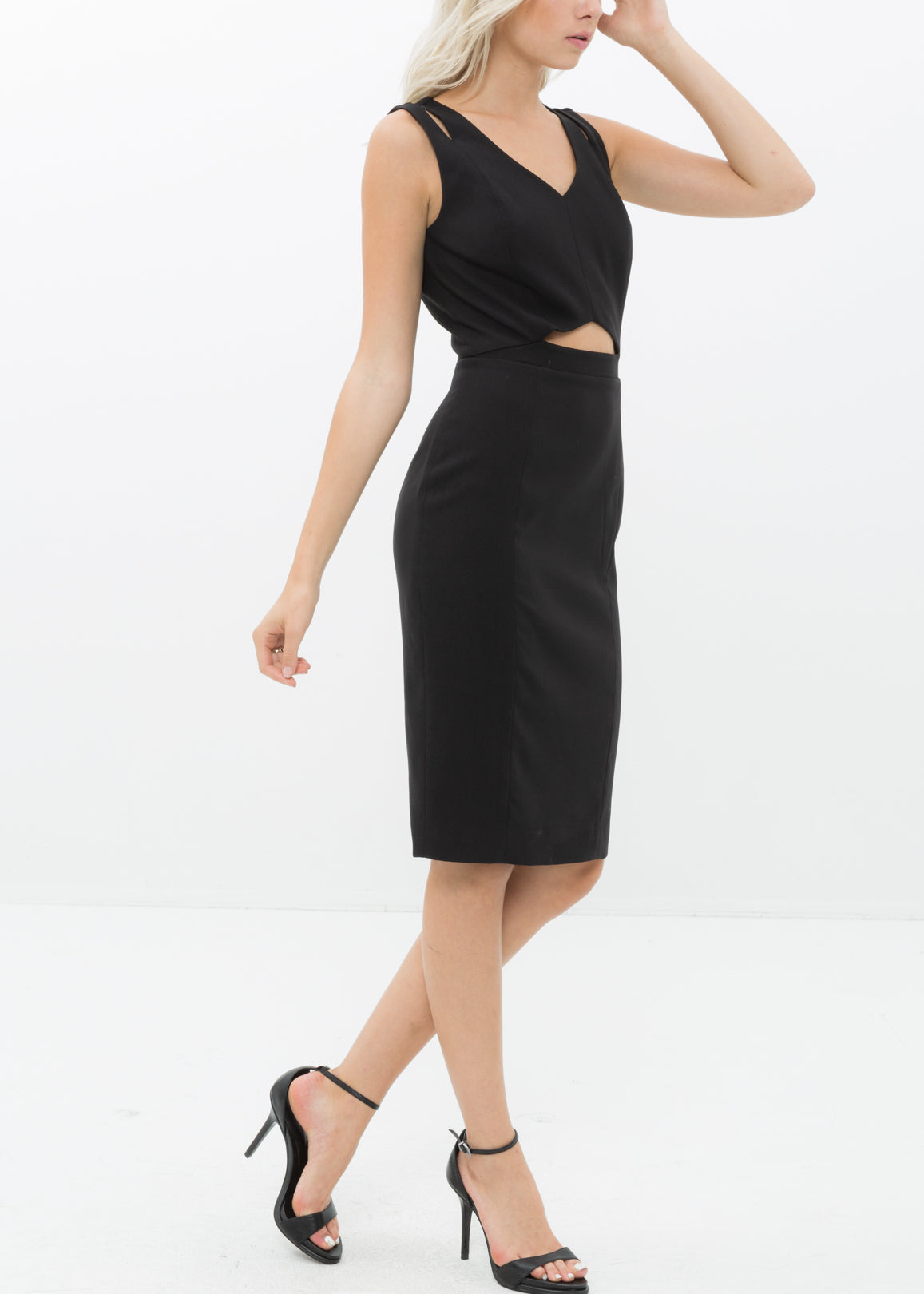 Women's Set Impression Keyhole Front Midi Dress In Black - My Store