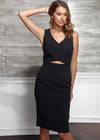 Women's Set Impression Keyhole Front Midi Dress In Black - My Store