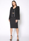 Women's Black Satin Trim Cape Blazer - My Store