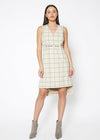 Window Pane Plaid High Low Sleeveless Dress - My Store