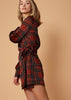 Plaid-polkadot Mini Wrap Dress in Brick - My Store