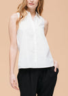 Women's Basic Sleeveless Poplin Shirt In White - My Store