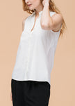 Women's Basic Sleeveless Poplin Shirt In White - My Store