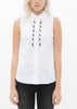 Women's Sleeveless Trim Detail Button Up Shirt - My Store