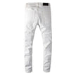 Men’s High Skinny Stretch White Slim Fit Ripped Jeans - My Store