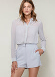 Women's Pleated Button Up Romper In Slate - My Store