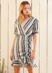 Multi-color Ruched Dress in Beach - My Store