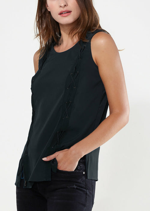 Women's Sleeveless Lace Up Top - My Store