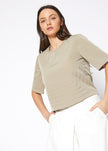 Women's Embossed Short Sleeve Crop Top - My Store